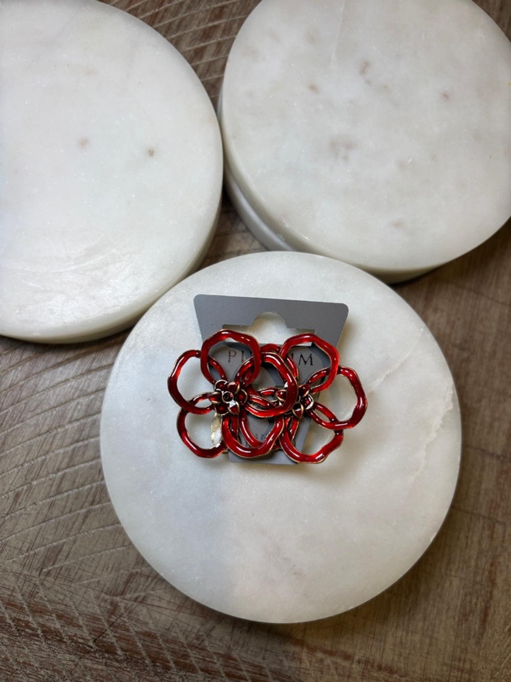 183 PILGRIM Red Floral Enamel Statement Earrings - Unbranded